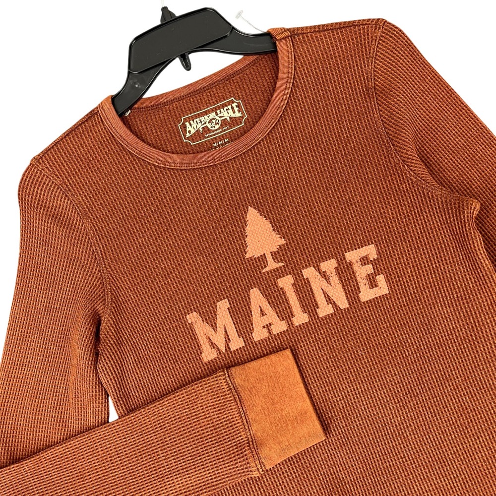 American Eagle Maine Thermal Shirt Womens M Gorpcore Cabin Core Waffle Knit Top